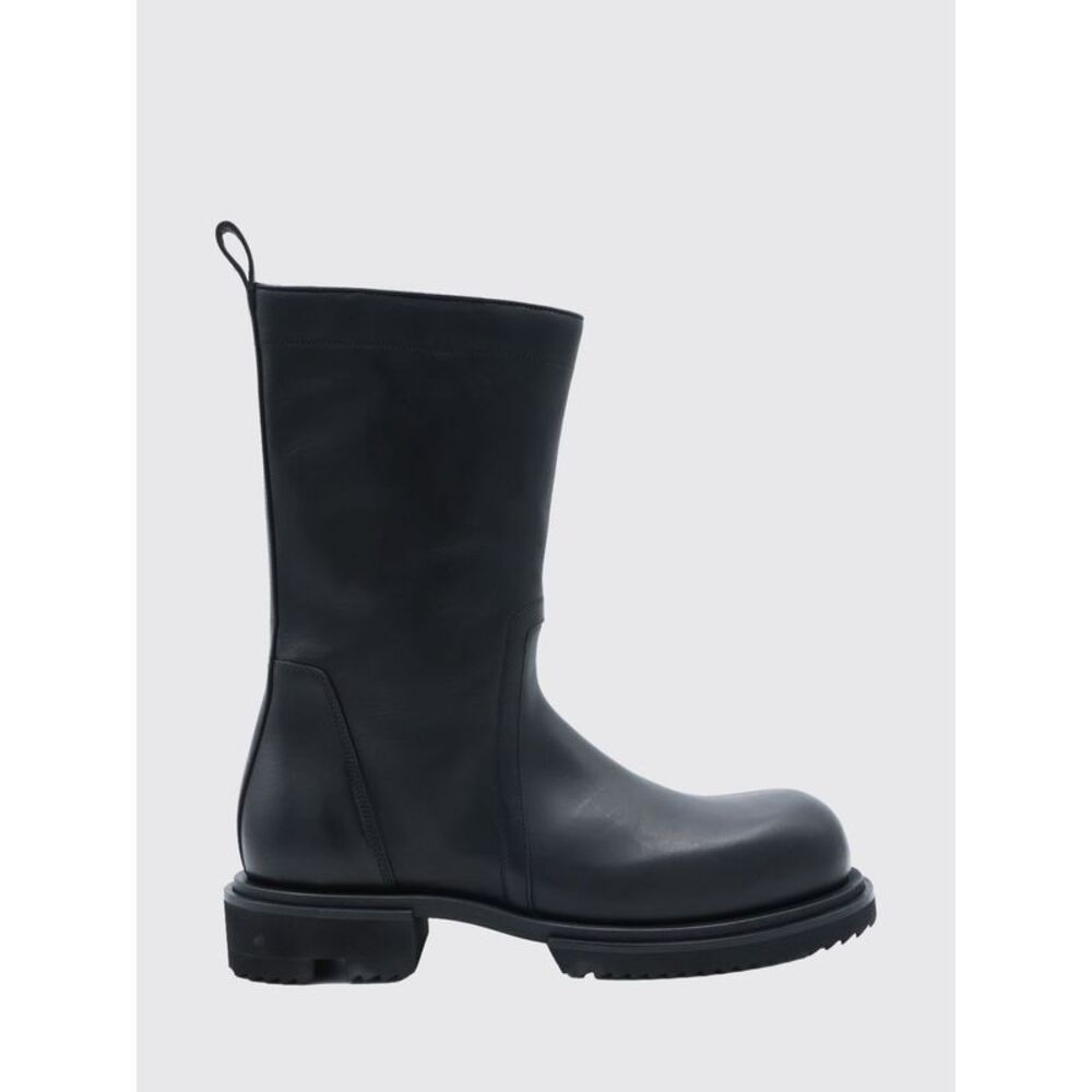 Rick Owens Men Rick Owens Leather Biker Ankle Boots With Extralight Rubber Sole